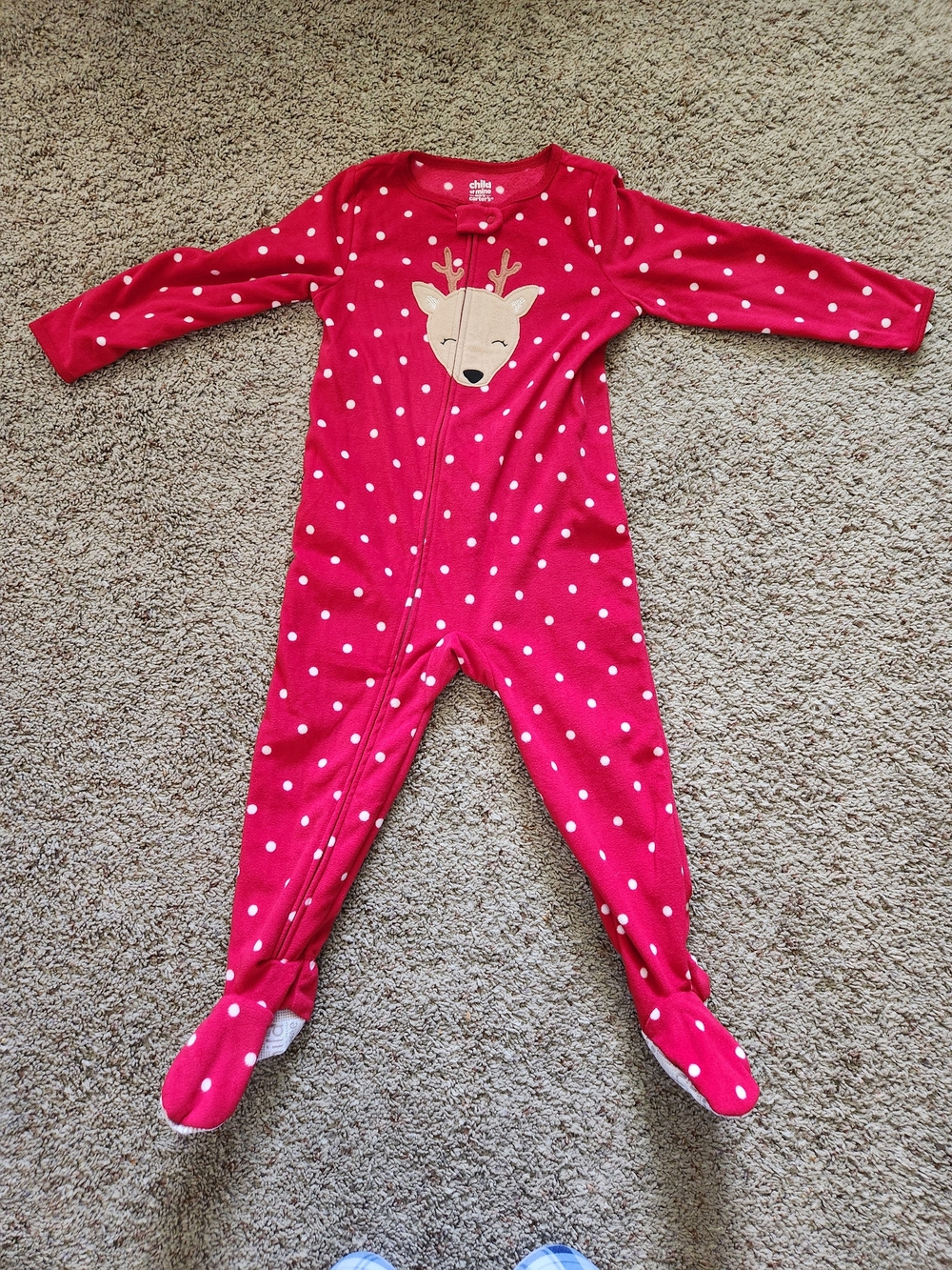 Carter's 2- Piece Set Of Red Reindeer And Pink Santa For Toddler Girls Size 3T